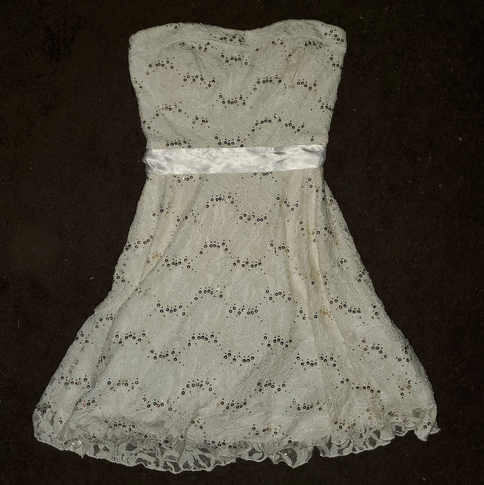 White Lace Fit and Flare Mini Dress